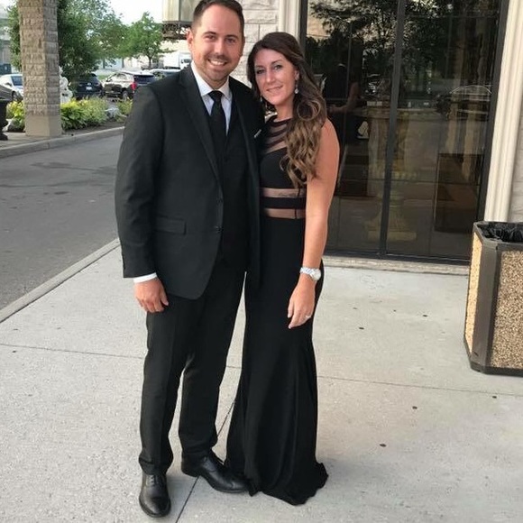 Long Black Illusion Gown - Picture 3 of 3